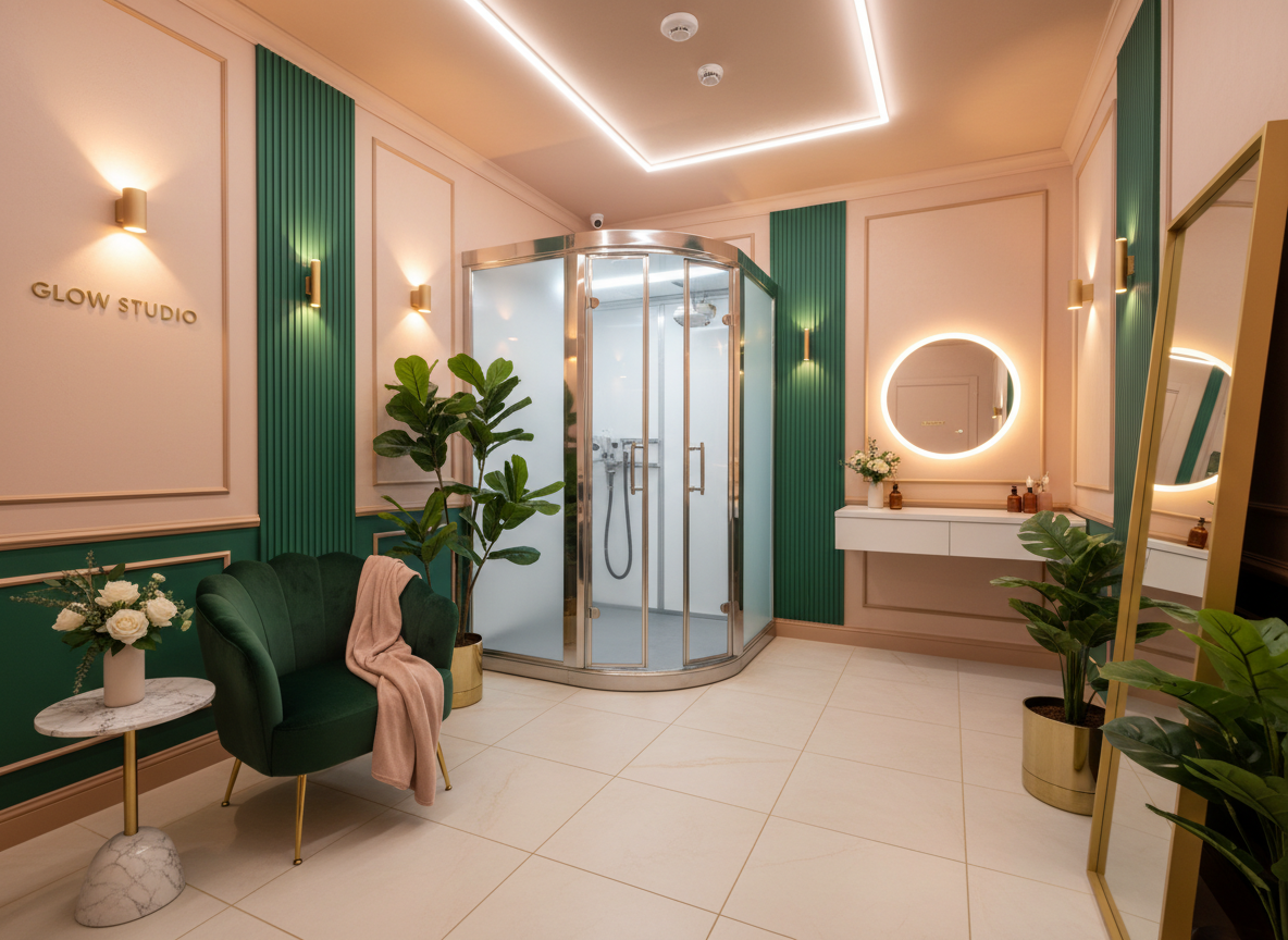 Spray tan studio at Oak & Ivory Beauty Co