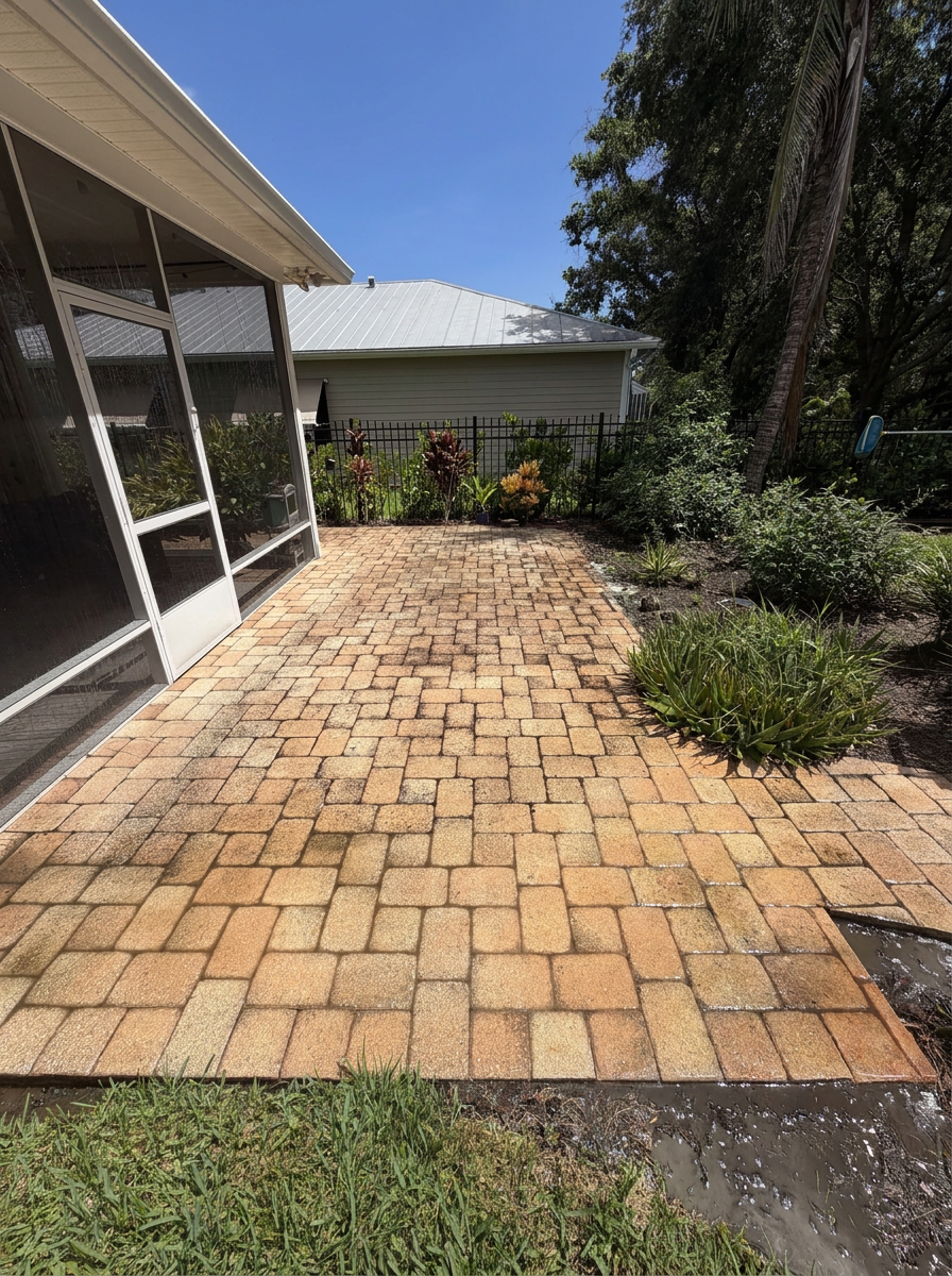 Paver Patio Cleaning - Before