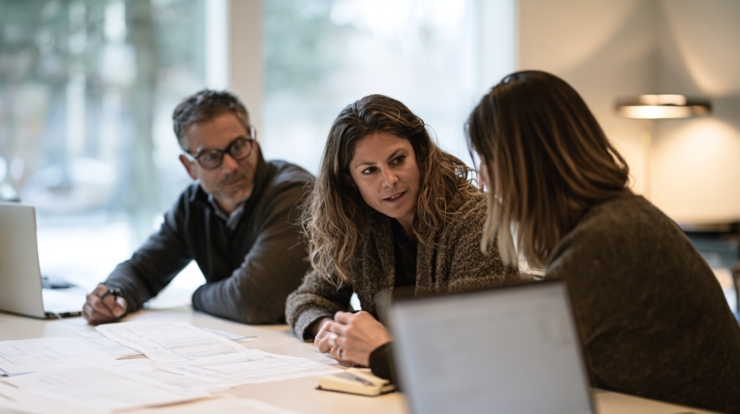 Growing service business team reviewing monthly financial reports and business performance.