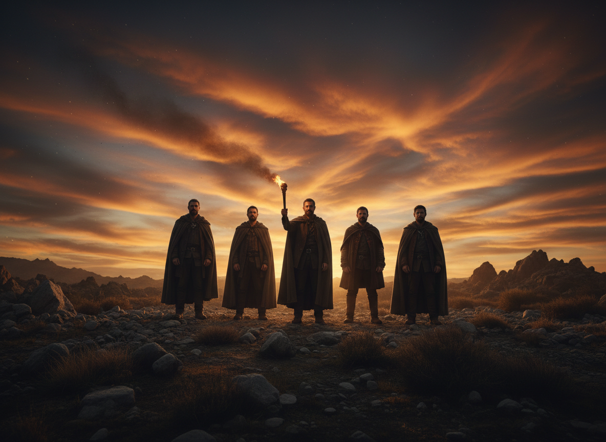 Brotherhood silhouette at golden hour