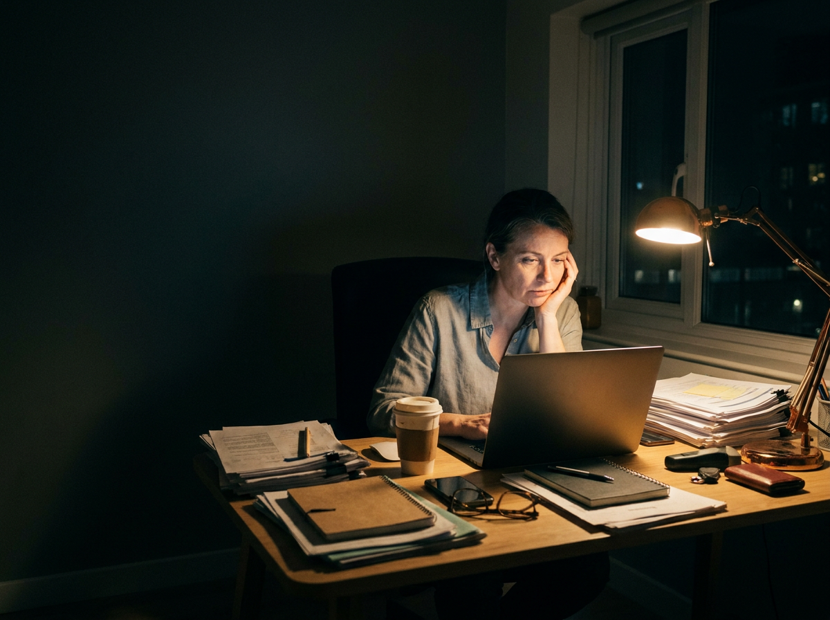 Small business owner managing the weight of too many priorities