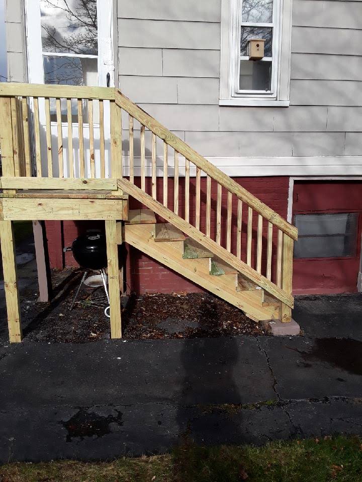 Porch stairs and railing build
