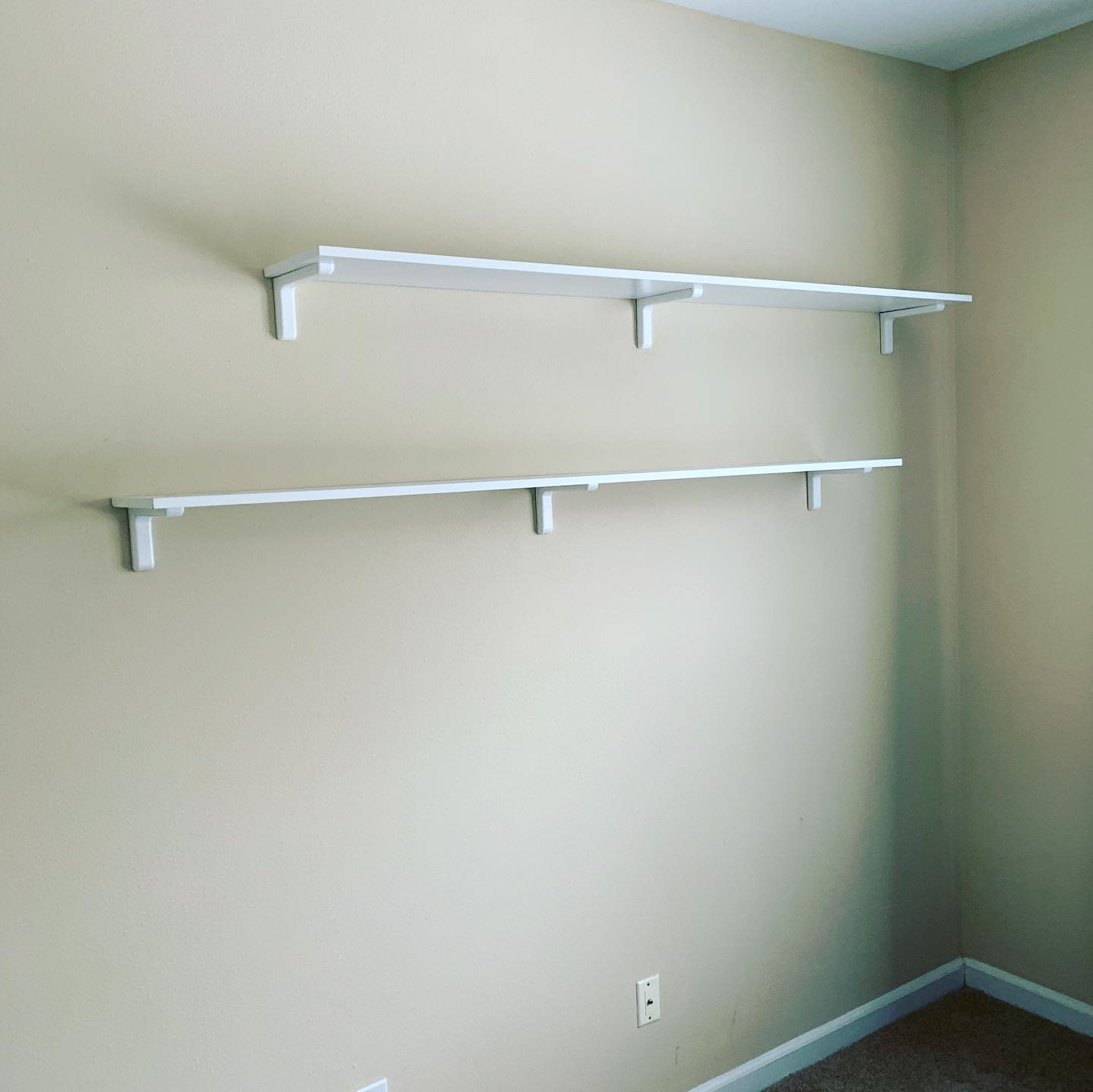 White wall shelves installed