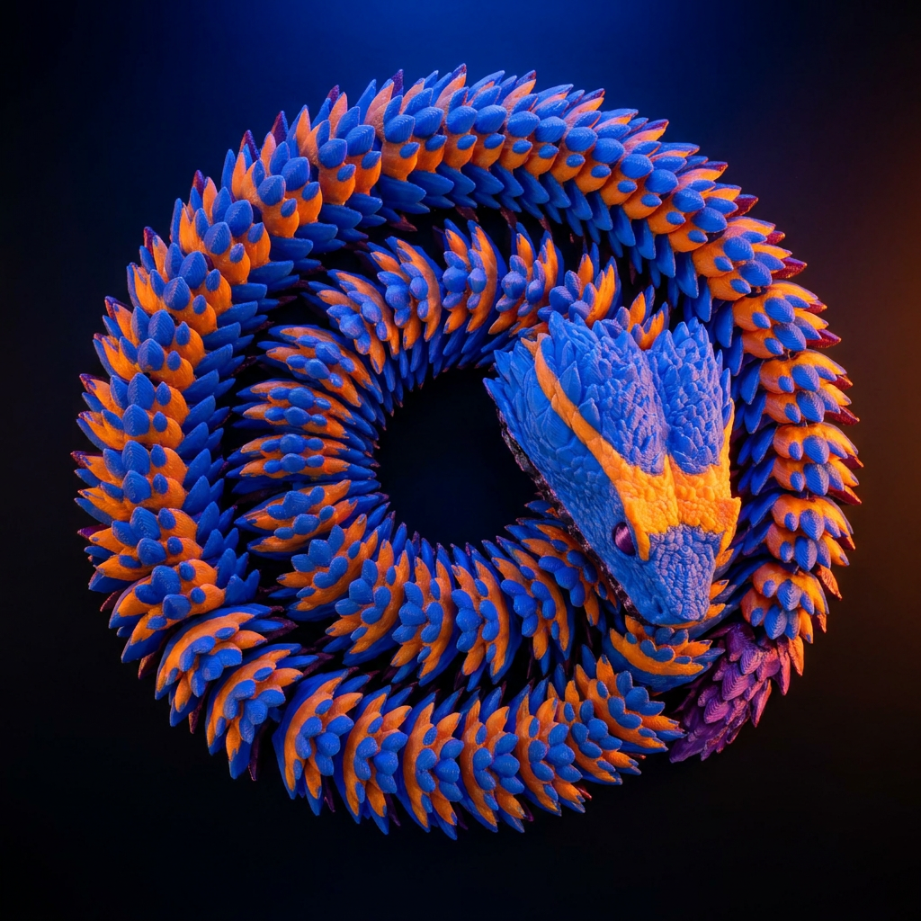 Blue and orange coil dragon disc