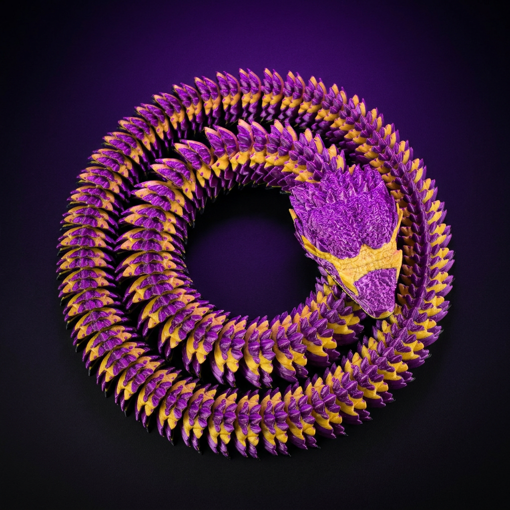 Purple and gold coil dragon — disc formation