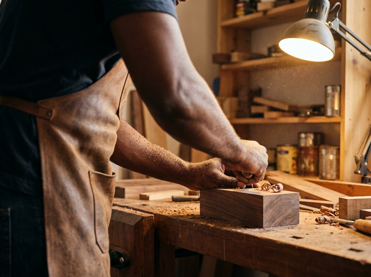 Craftsman working with wood