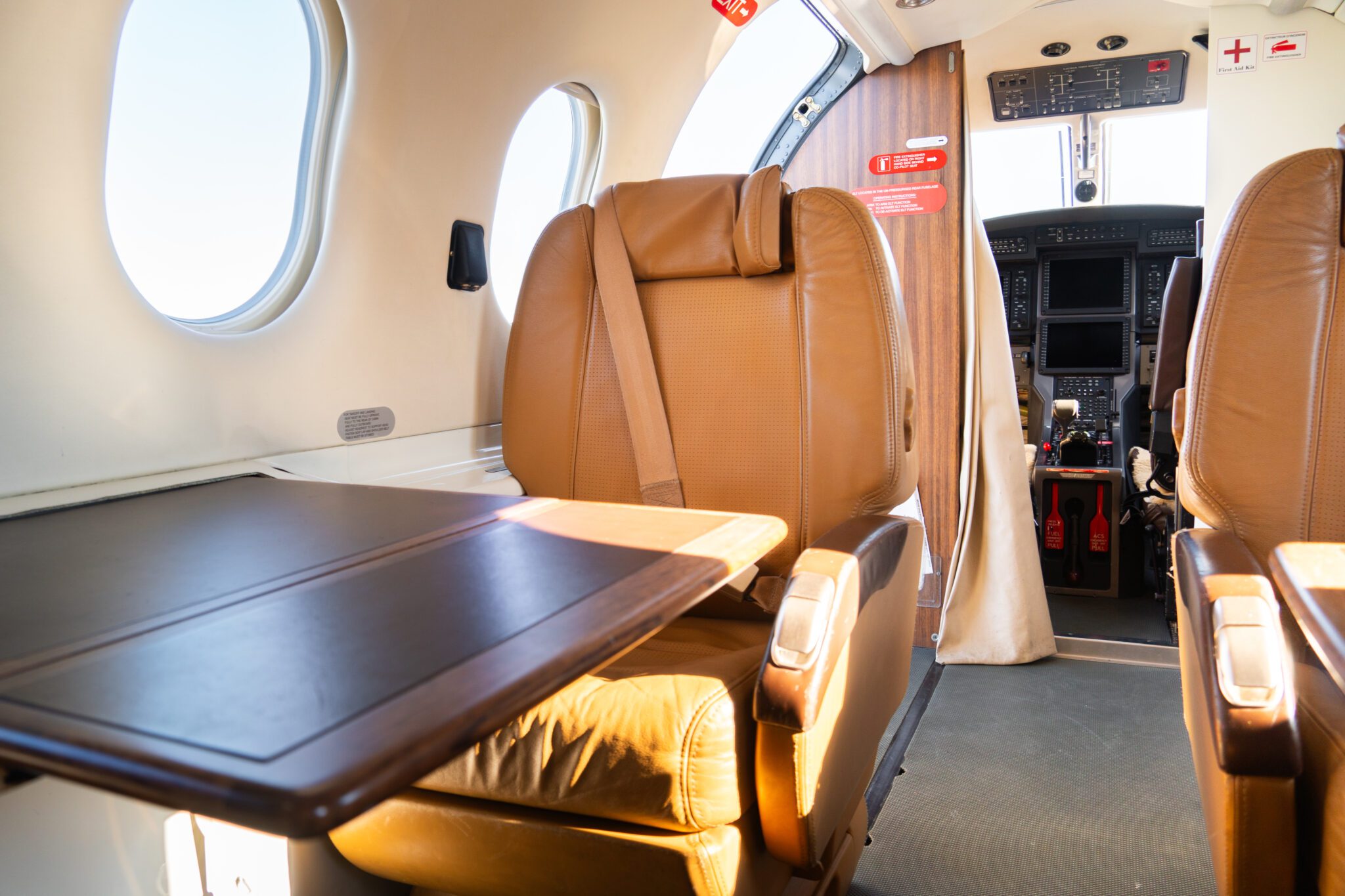 PC-12 NG cabin — forward seating with work table