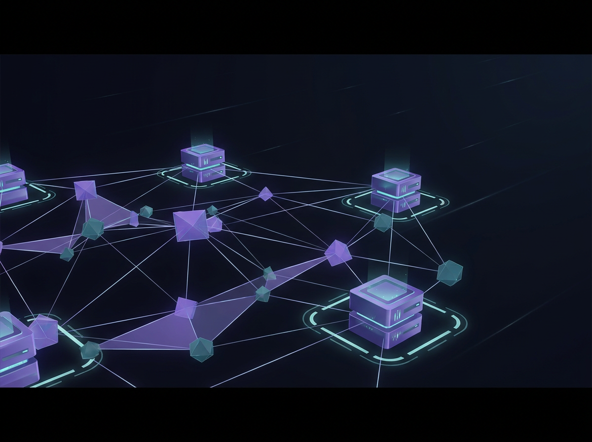 Abstract network topology representing self-hosted AI infrastructure with secure perimeter