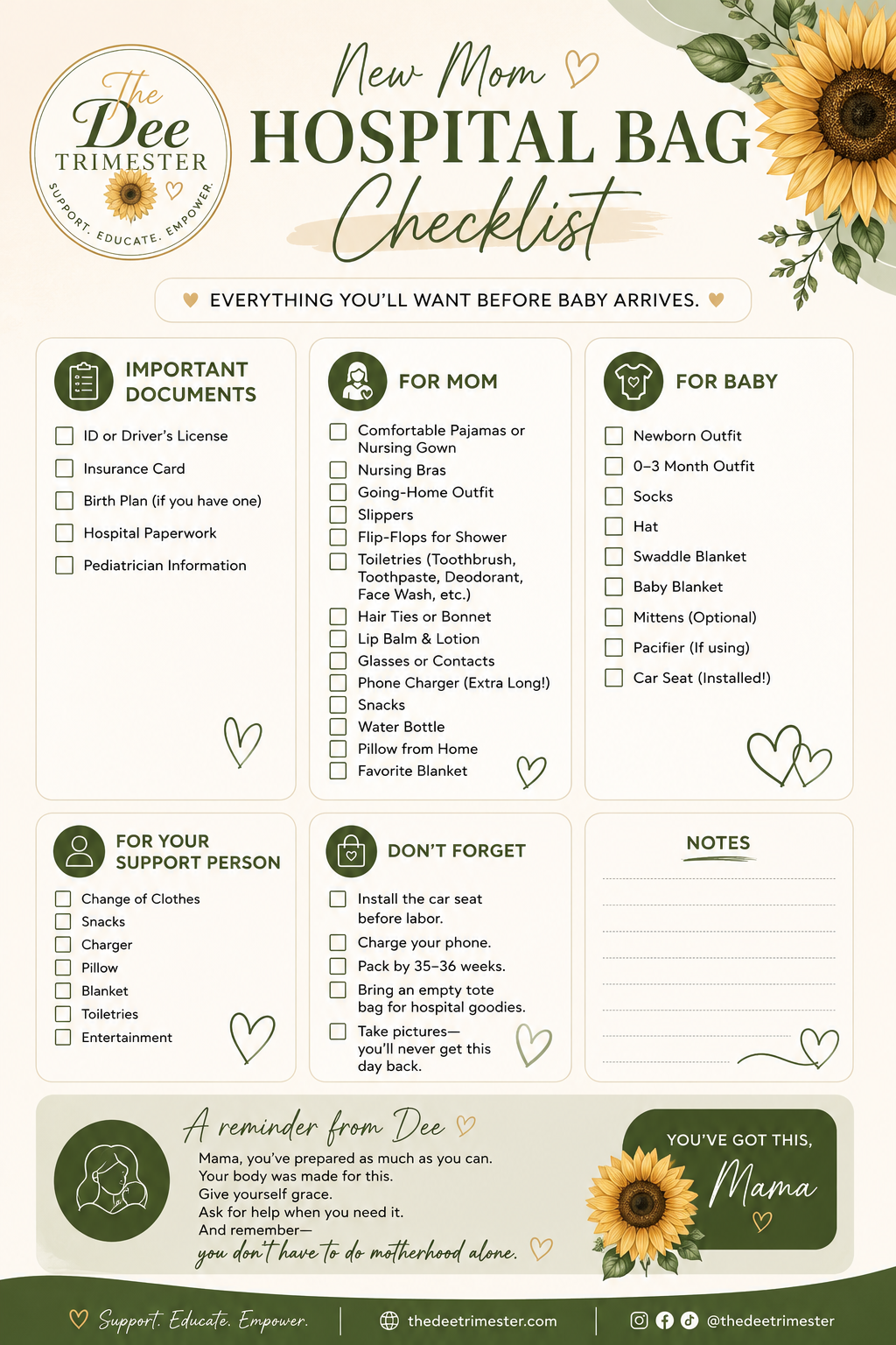 New Mom Hospital Bag Checklist