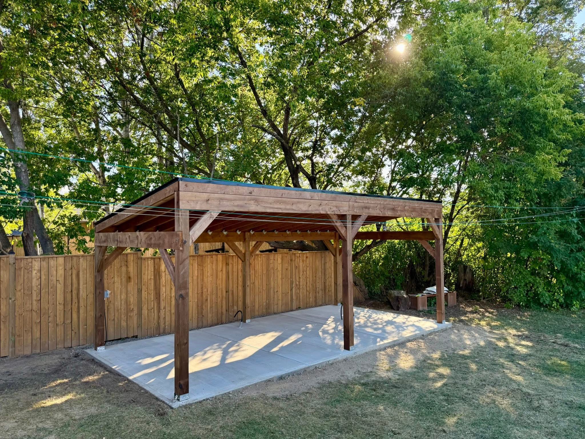 Custom carport with timber frame