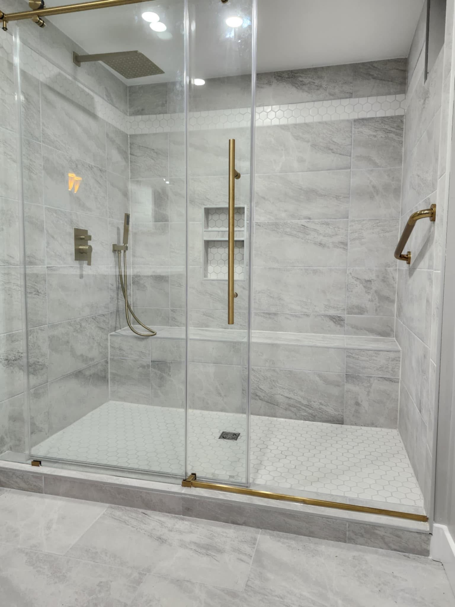 Large walk-in shower with rain head