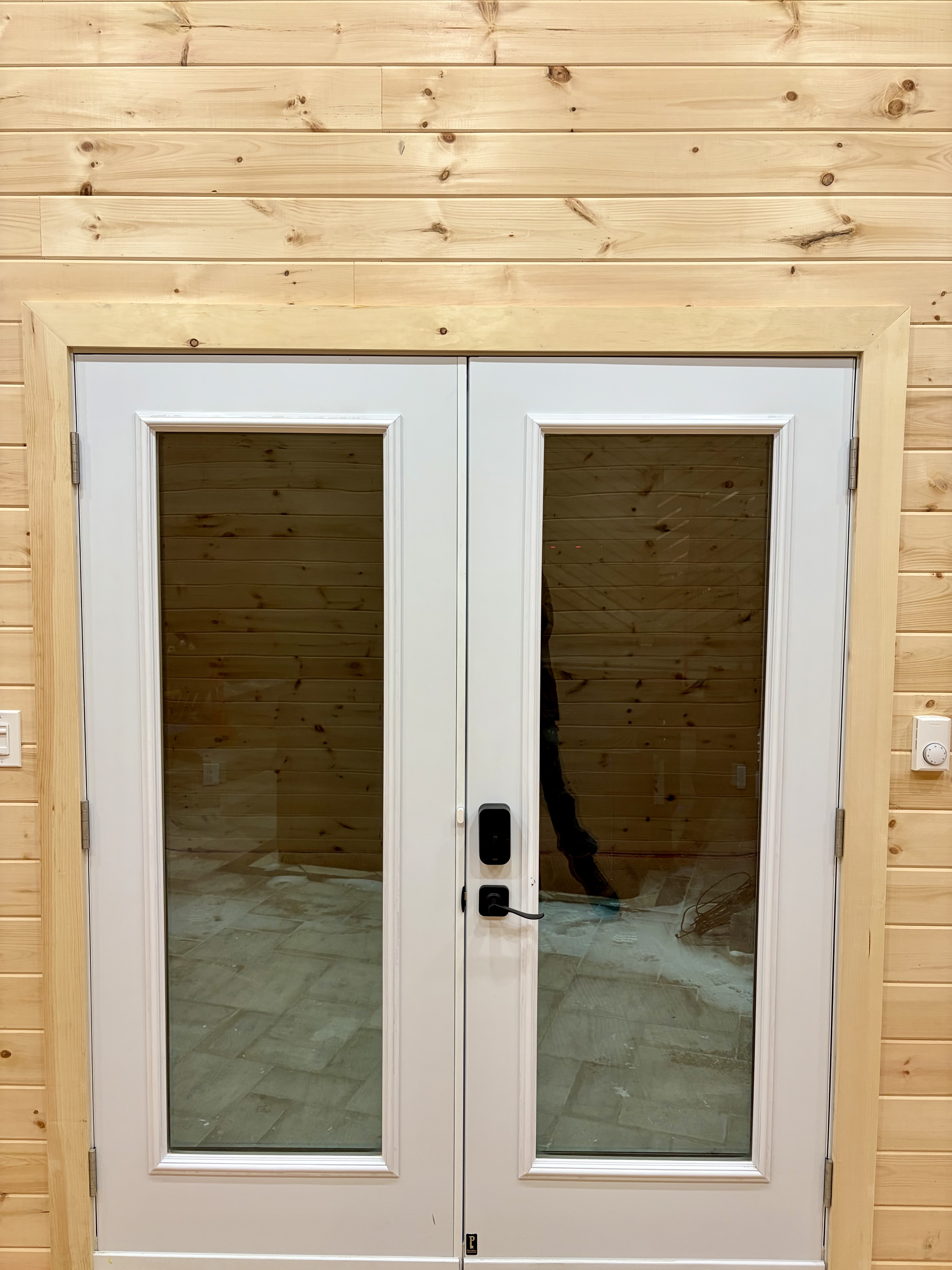 Custom building french doors with pine interior