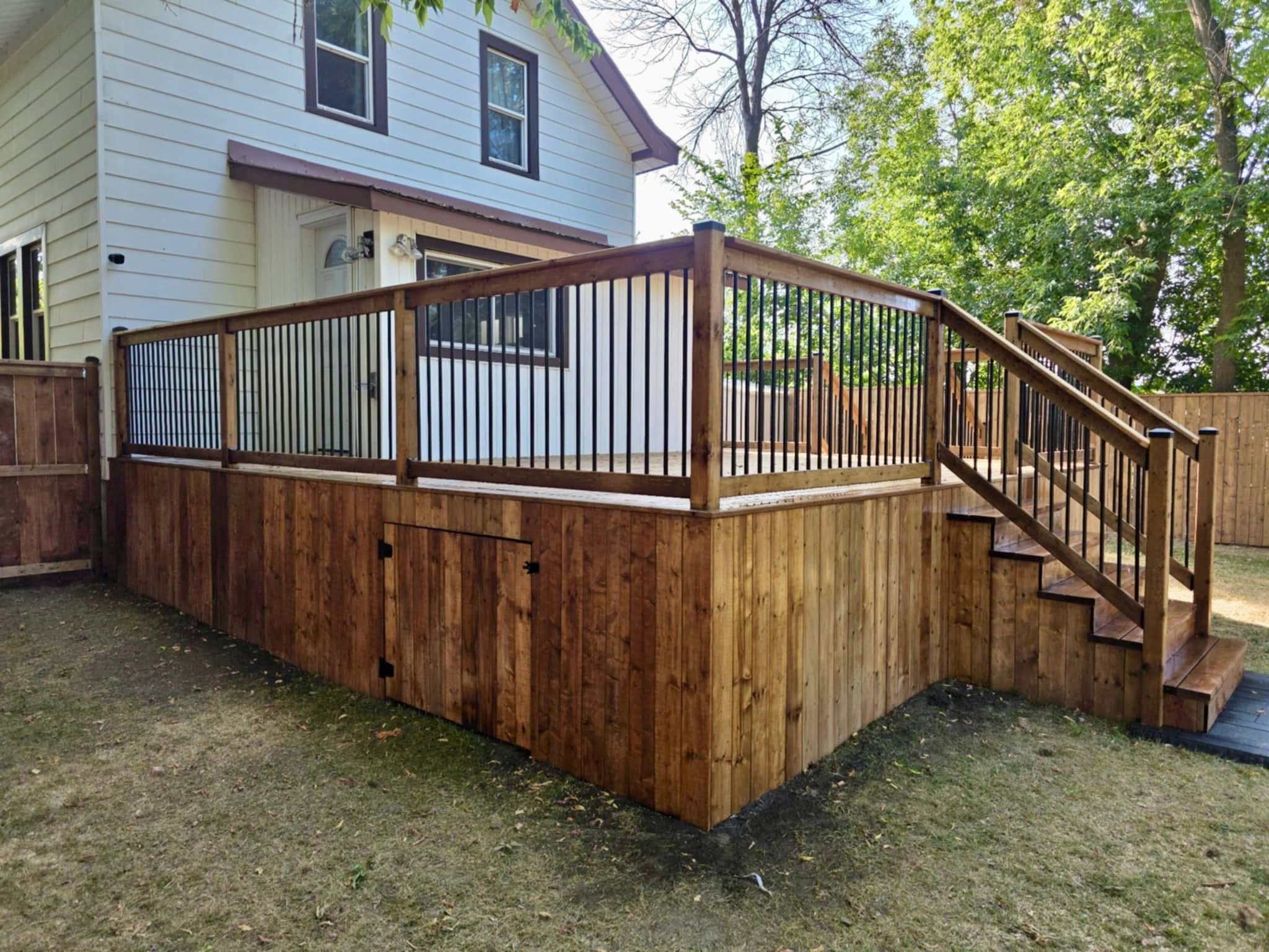 Raised deck with under-deck storage
