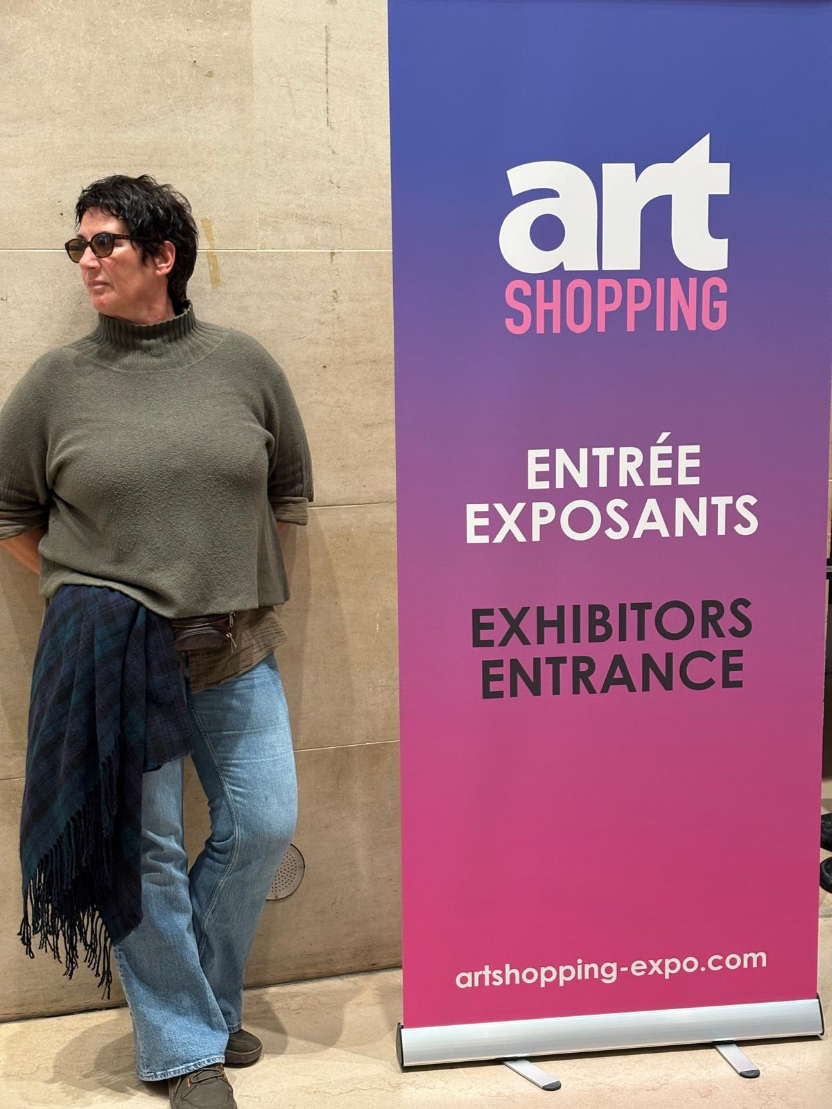 Anne at Art Shopping exhibitors entrance, Carrousel du Louvre Paris