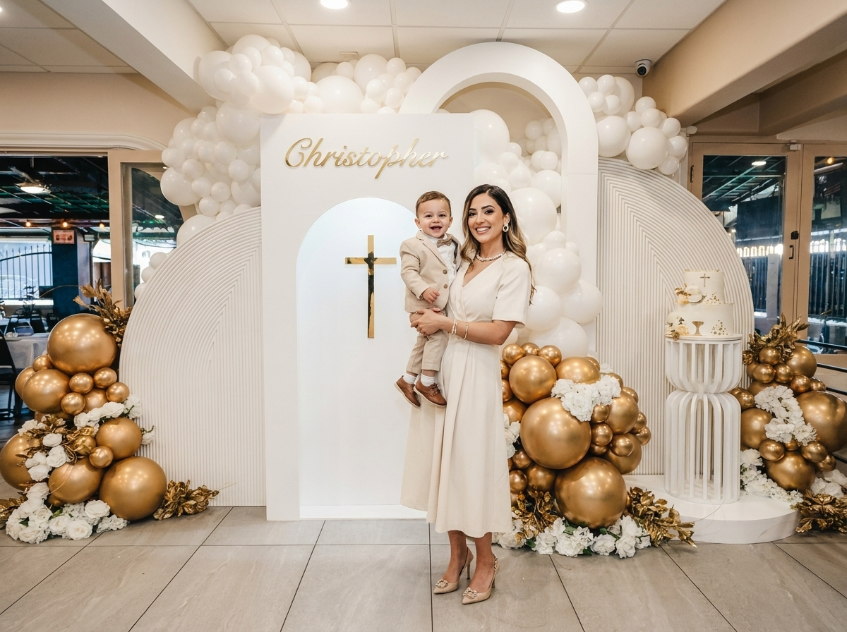 Mother and son celebrating a special milestone event