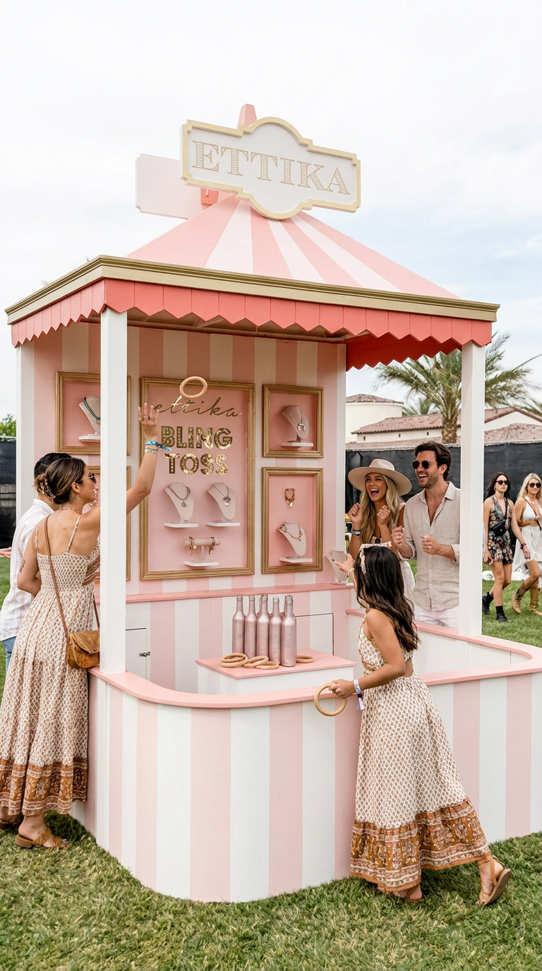 Ettika carnival kiosk brand activation booth Los Angeles
