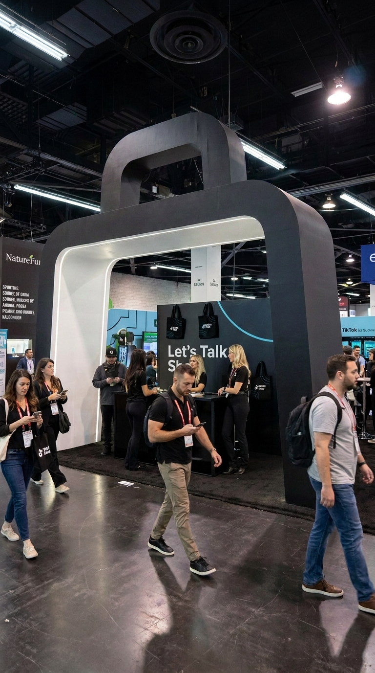 Custom 16-foot scenic arch trade show structure Los Angeles