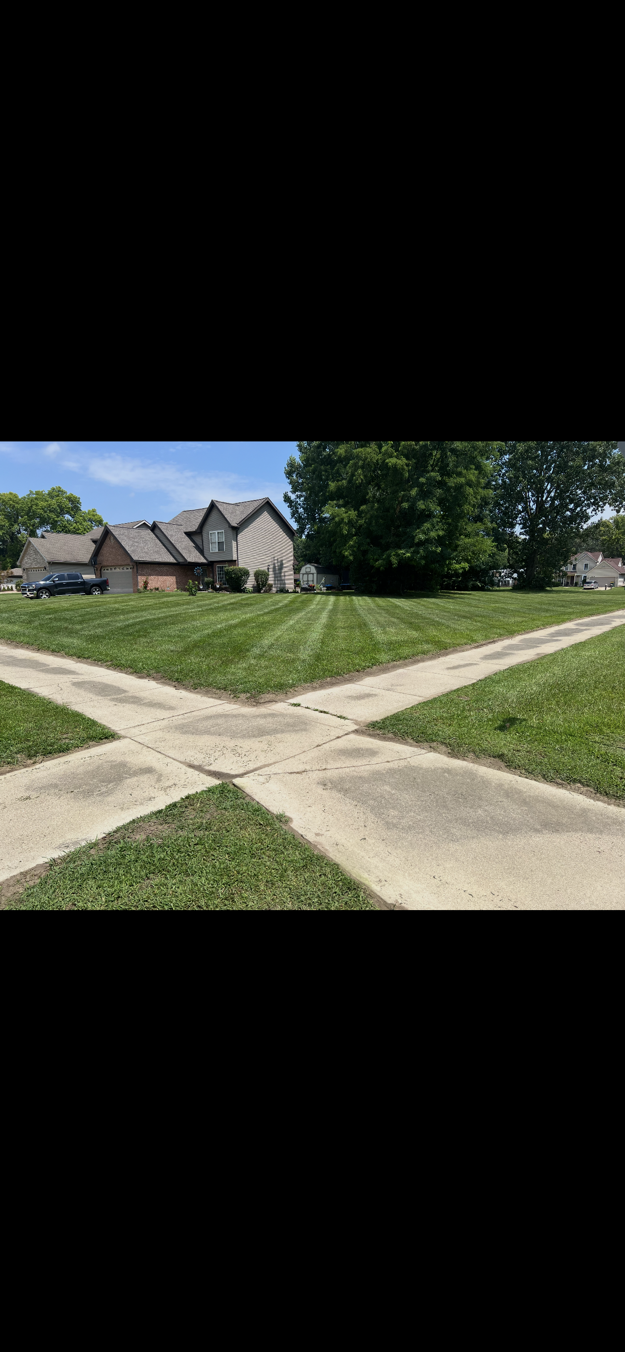 Residential lawn with professional striping
