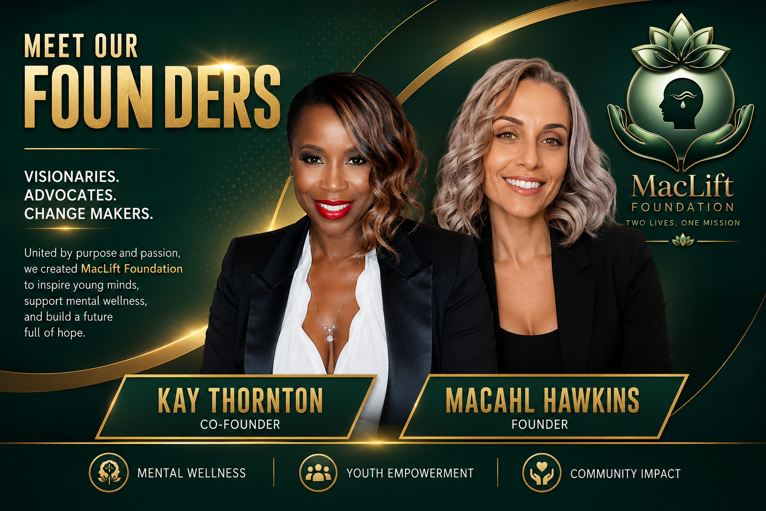 Meet Our Founders — Kay Thornton, Co-Founder and Macahl Hawkins, Founder of MacLift Foundation