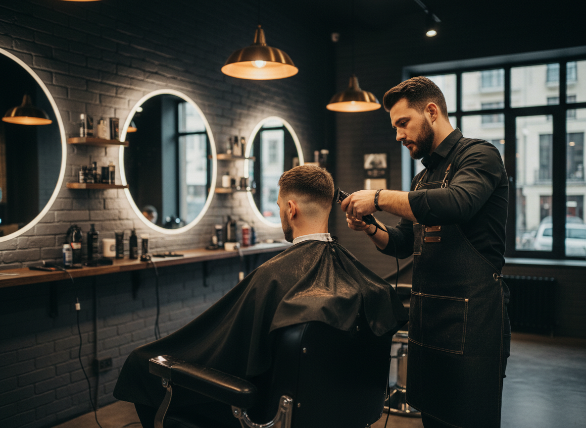 Barbershop fade haircut Victoria BC