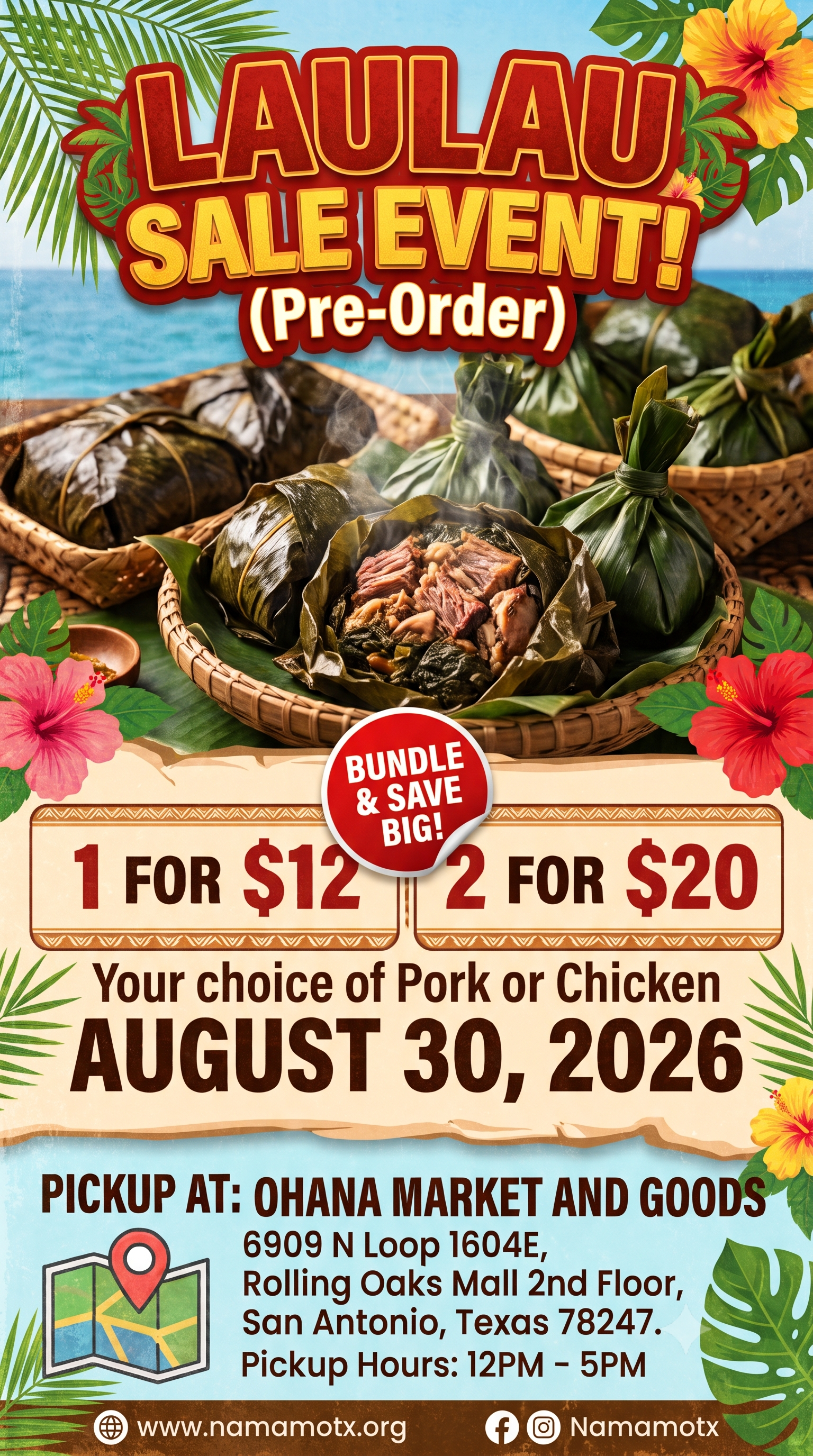 Laulau Sale Event Flyer – Pre-Order August 30, 2026