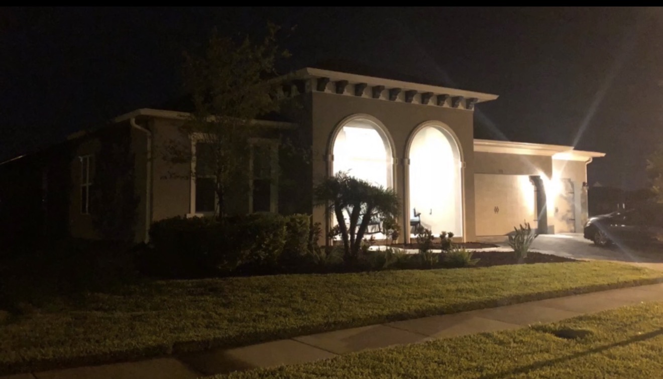 Home after LED Artistry nighttime lighting installation