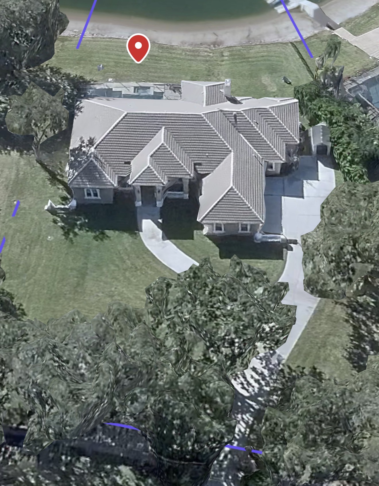 Aerial view of the Odessa Florida estate in Keystone Park Colony — owned by The Undertaker then purchased by The Big Show — tile stone and marble work by LED Artistry