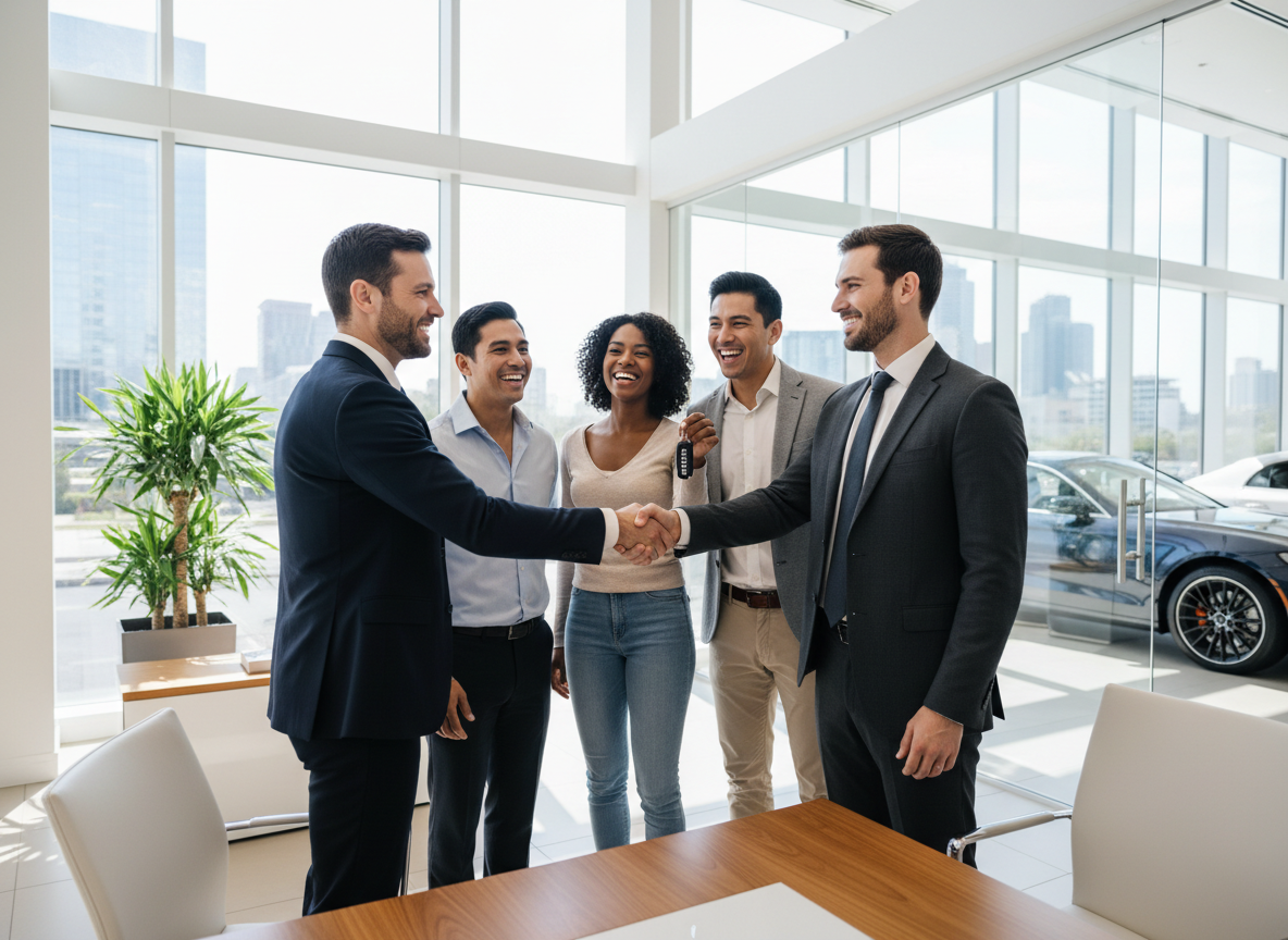 Customer receiving car keys