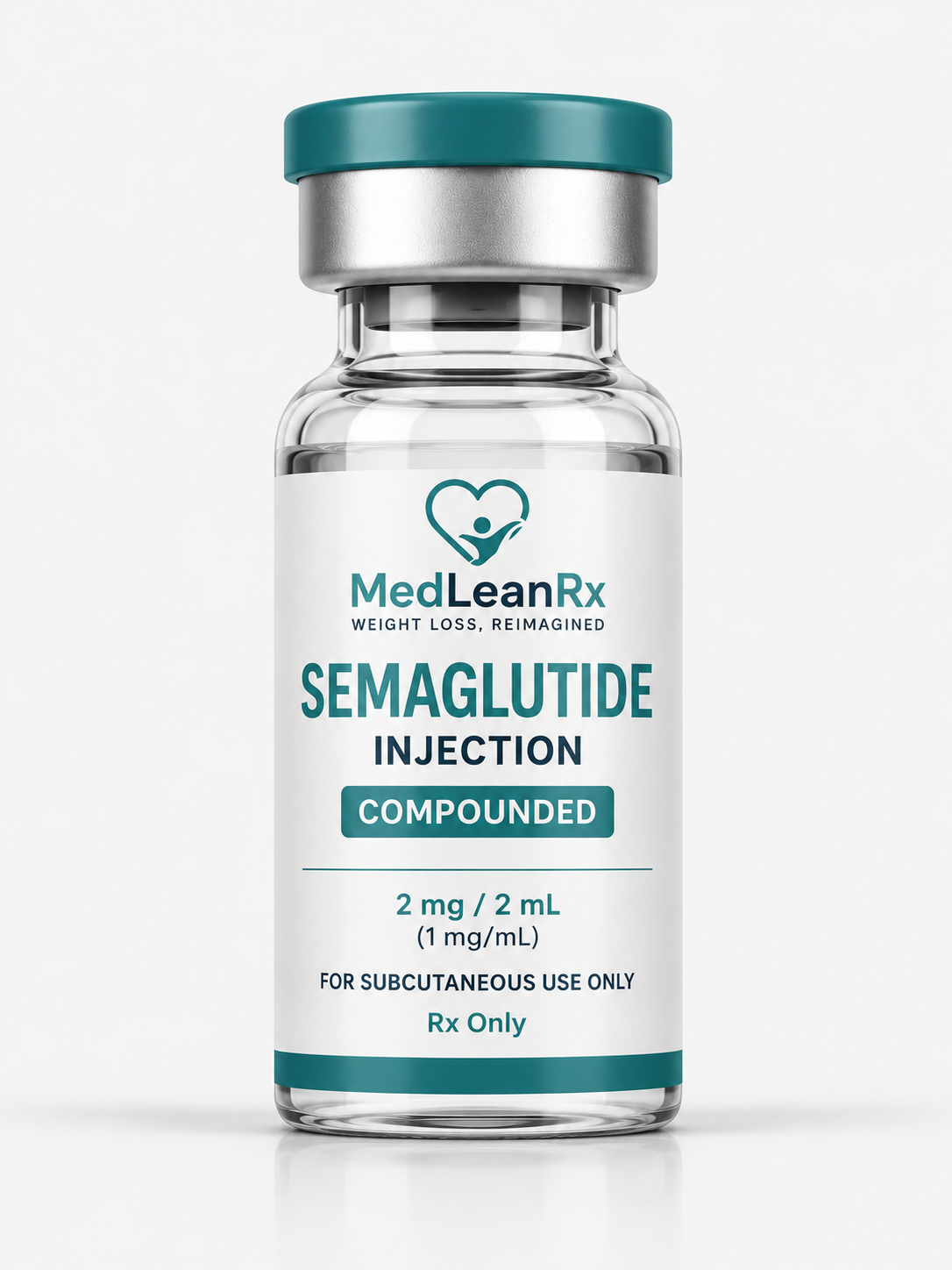 MedLeanRx Compounded Semaglutide Injection — 2 mg / 2 mL (1 mg/mL) — For Subcutaneous Use Only — Rx Only