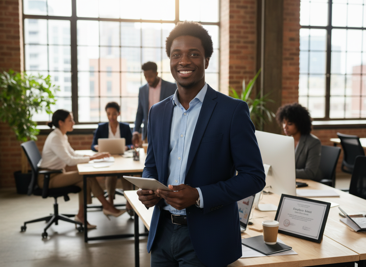 Young professional succeeding in employment