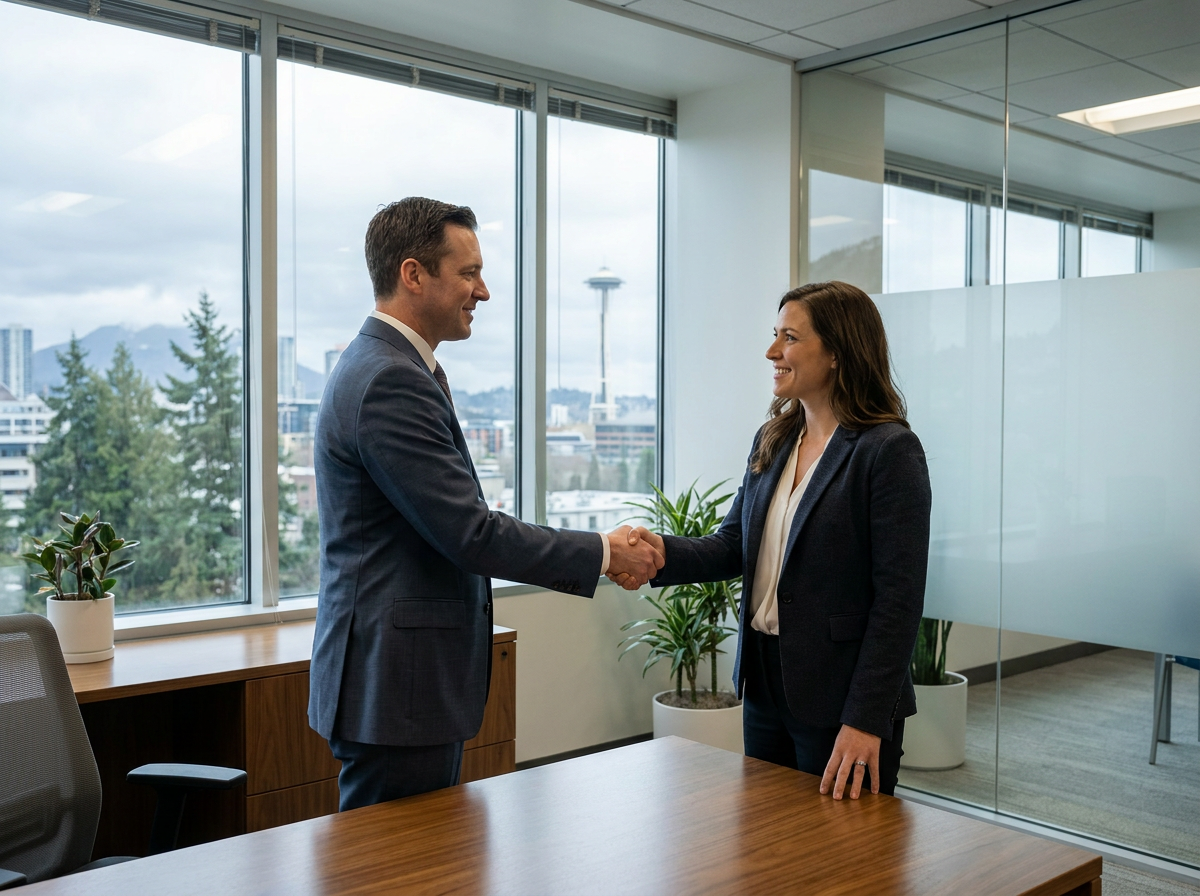 Business advisor and contractor meeting — Ironclad Solutions consultation, Pacific Northwest