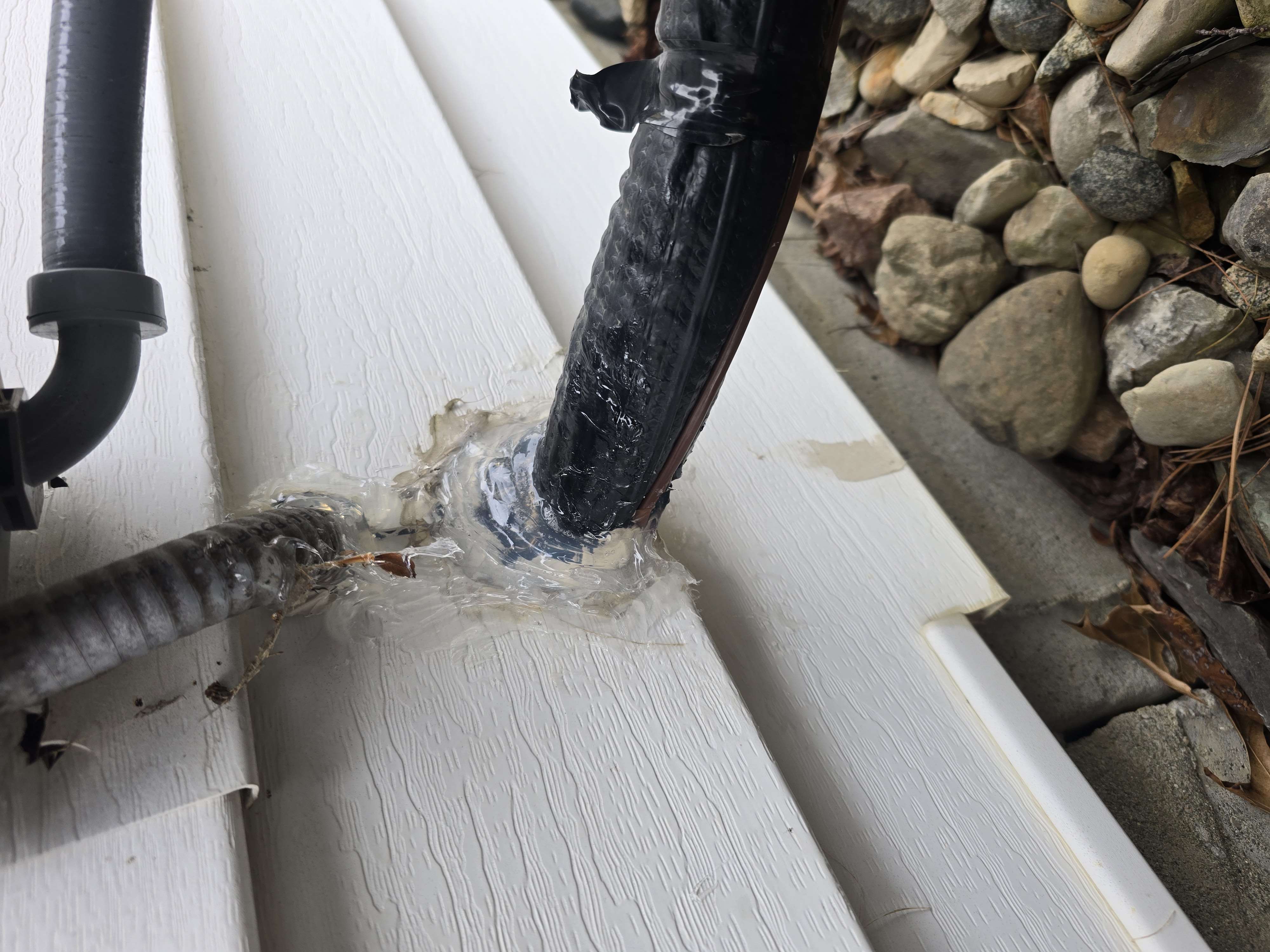 Line penetration sealed to prevent wildlife entry