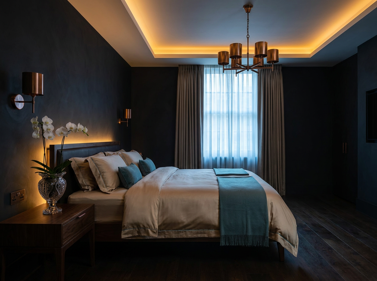 Circadian lighting luxury bedroom wellness sanctuary by Beverly Hills Luxury Interiors