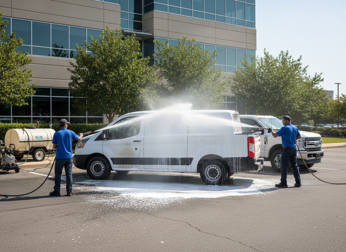 Vehicle and fleet washing service for trucks and commercial vans