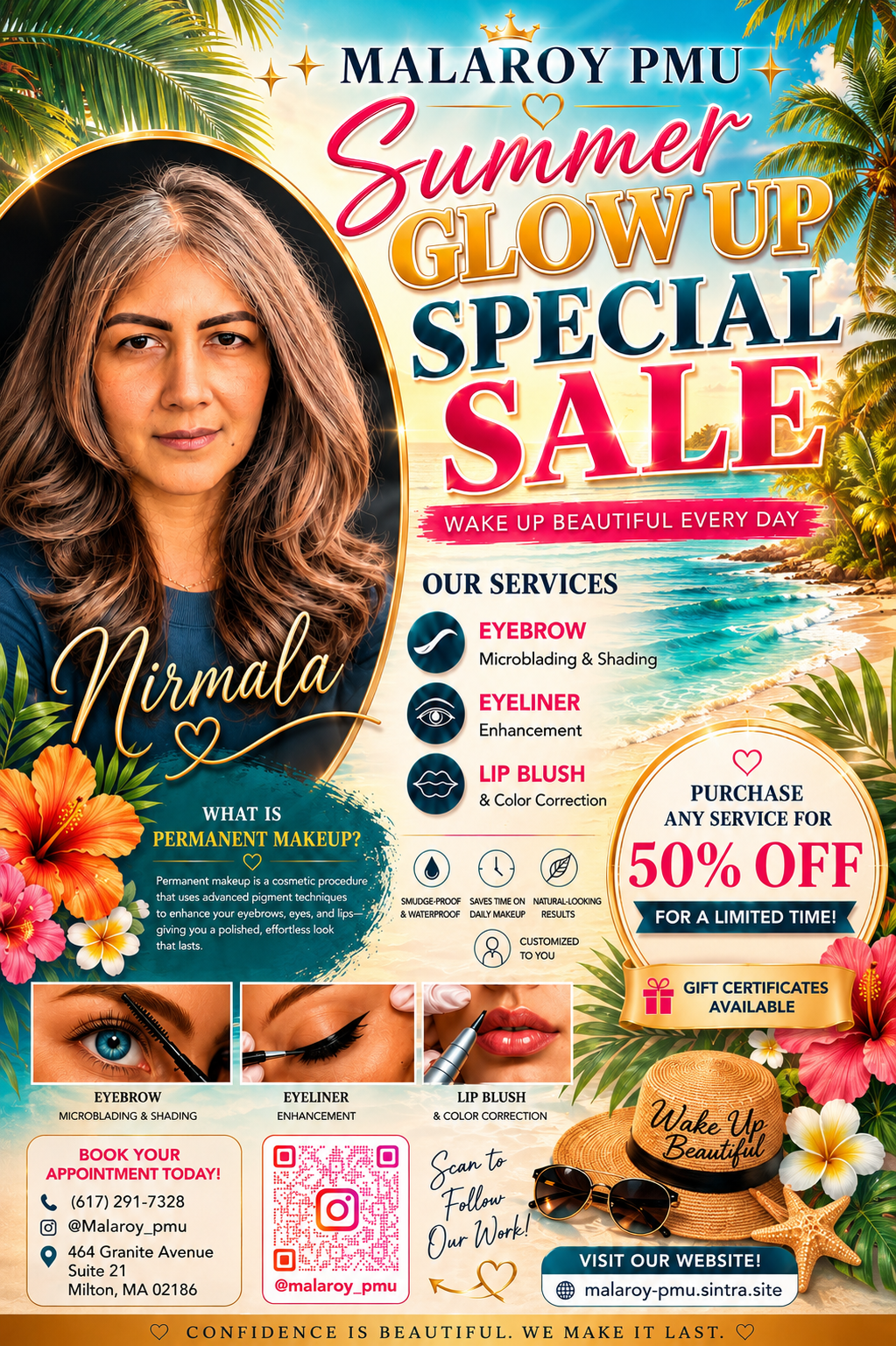 Malaroy PMU Summer Glow Up Special Sale — 50% off all permanent makeup services