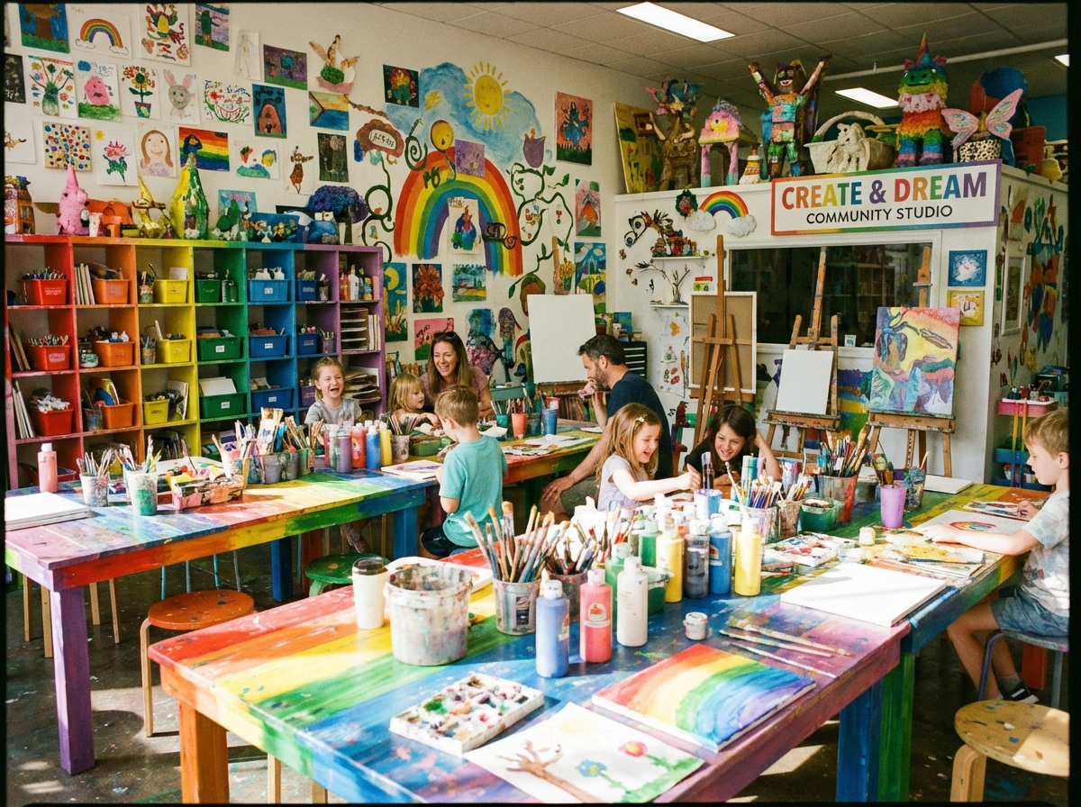 Colorful creative art studio