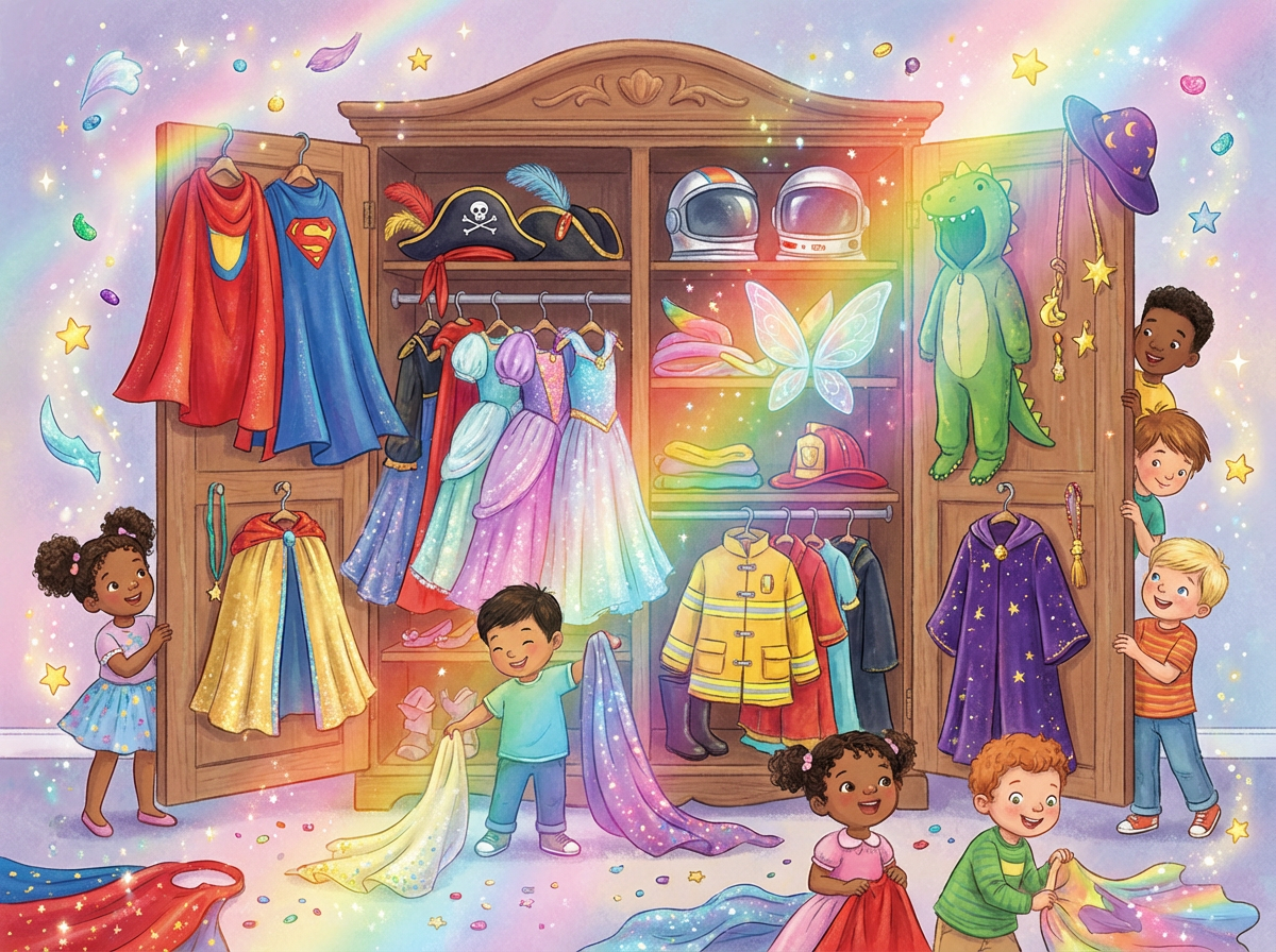 Magical closet filled with colorful costumes
