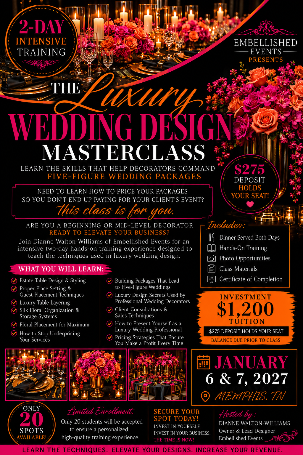 Luxury Wedding Design Masterclass flyer