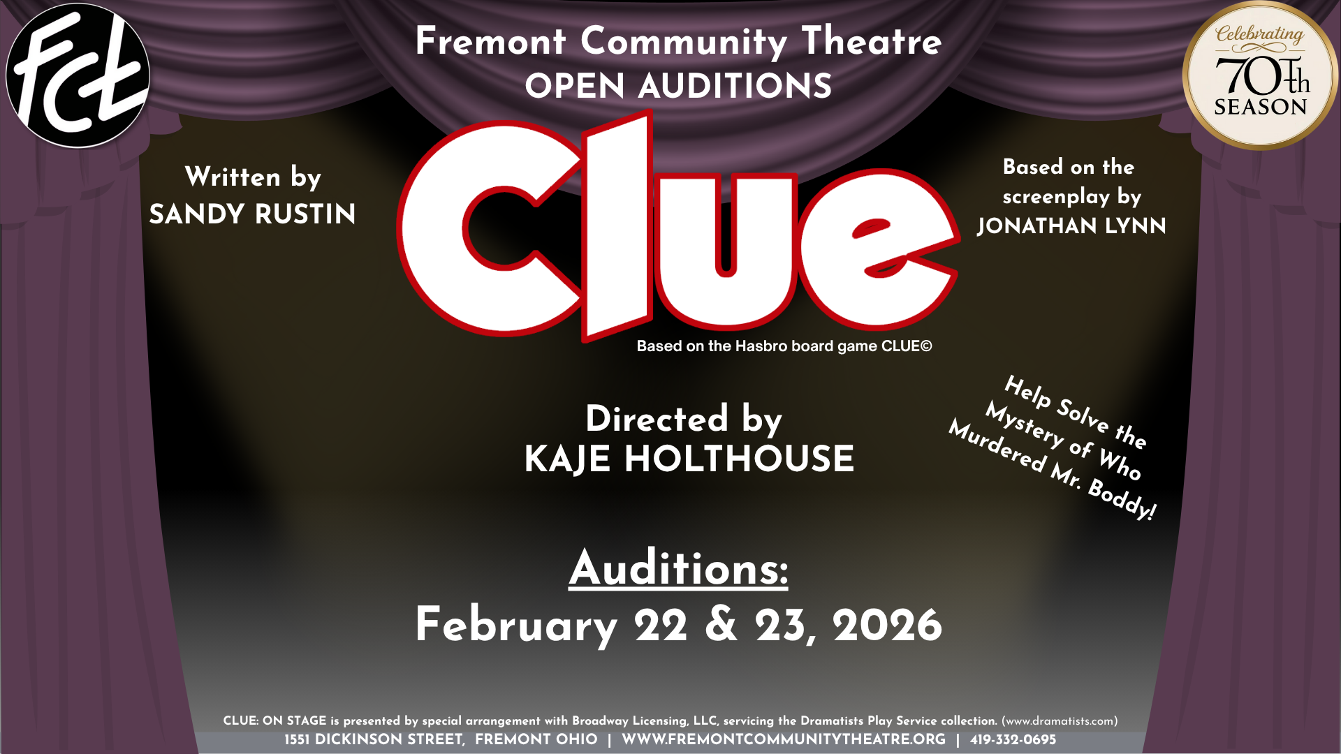 Clue Auditions Header Graphic