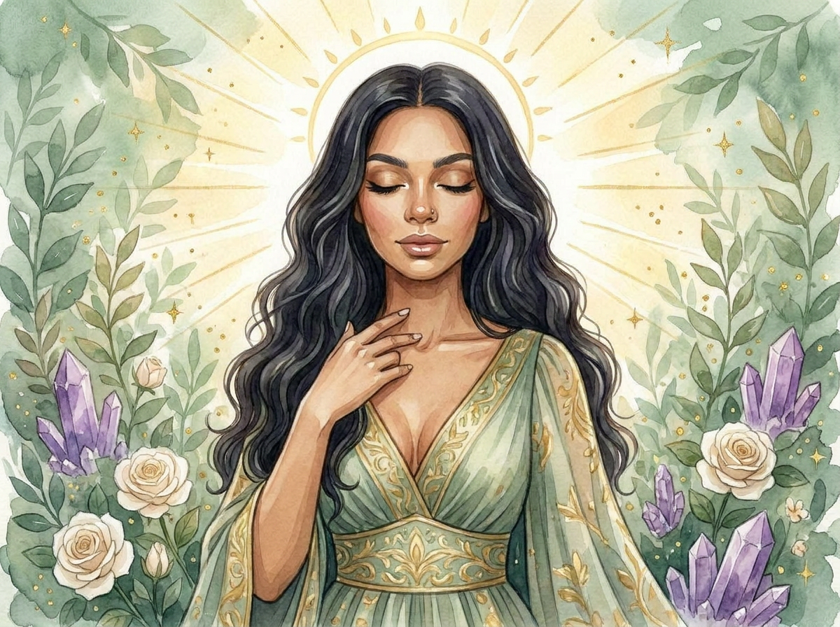 Montaha doing EFT tapping — majestic cartoonish illustration