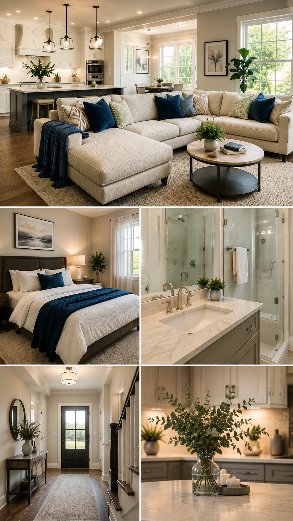 Regular Maintenance Refresh collage showing maintained living areas, bedrooms, bathrooms, kitchen, and entryway