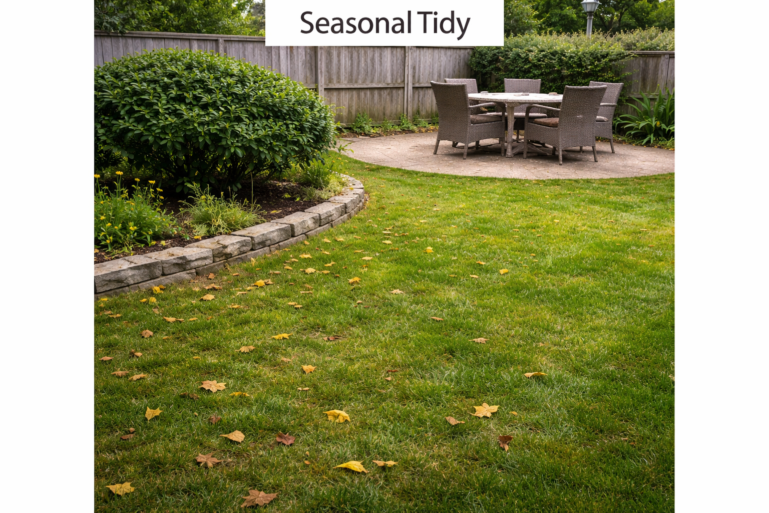 Outdoor space requiring light seasonal tidy