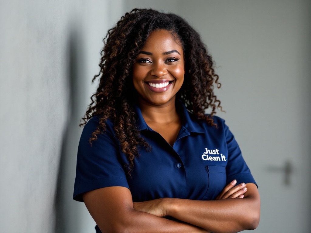 Just Clean It team member smiling in uniform