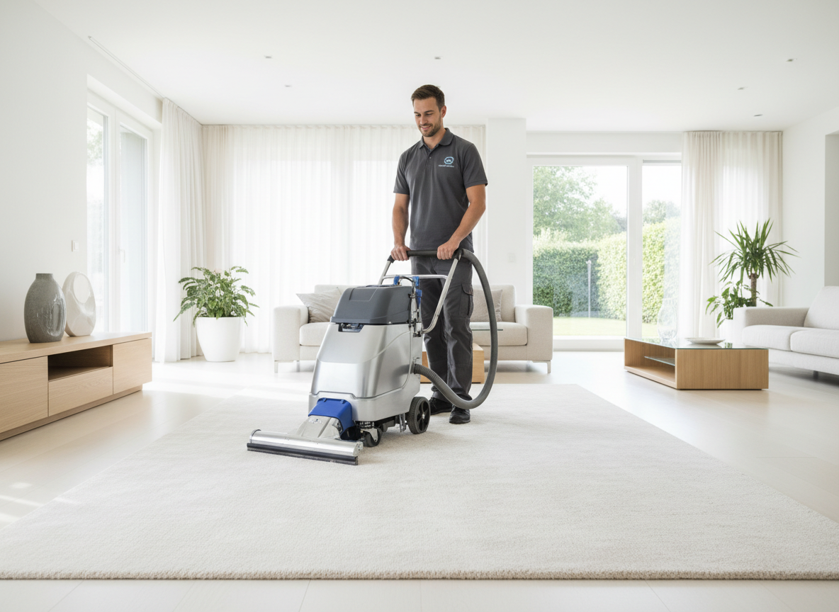 Carpet cleaning with machine