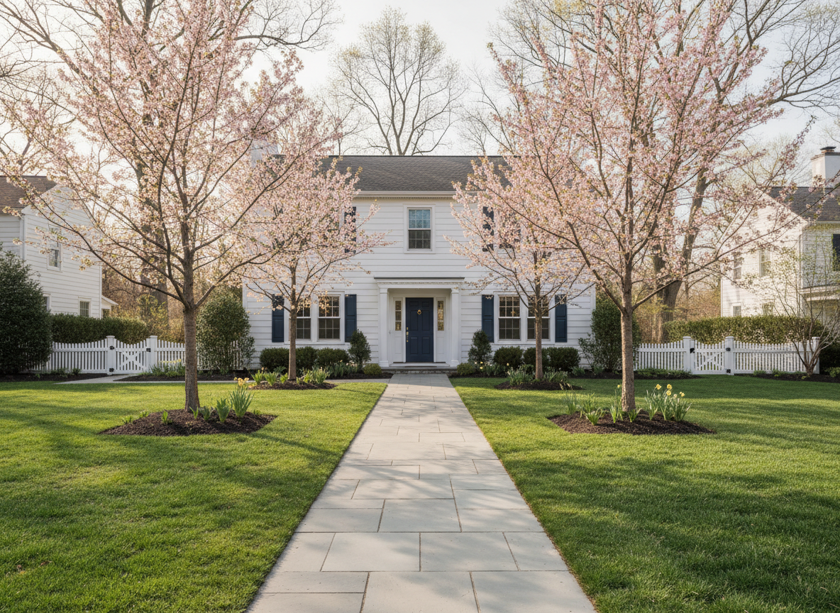 Neatly maintained yard with fresh seasonal cleanup