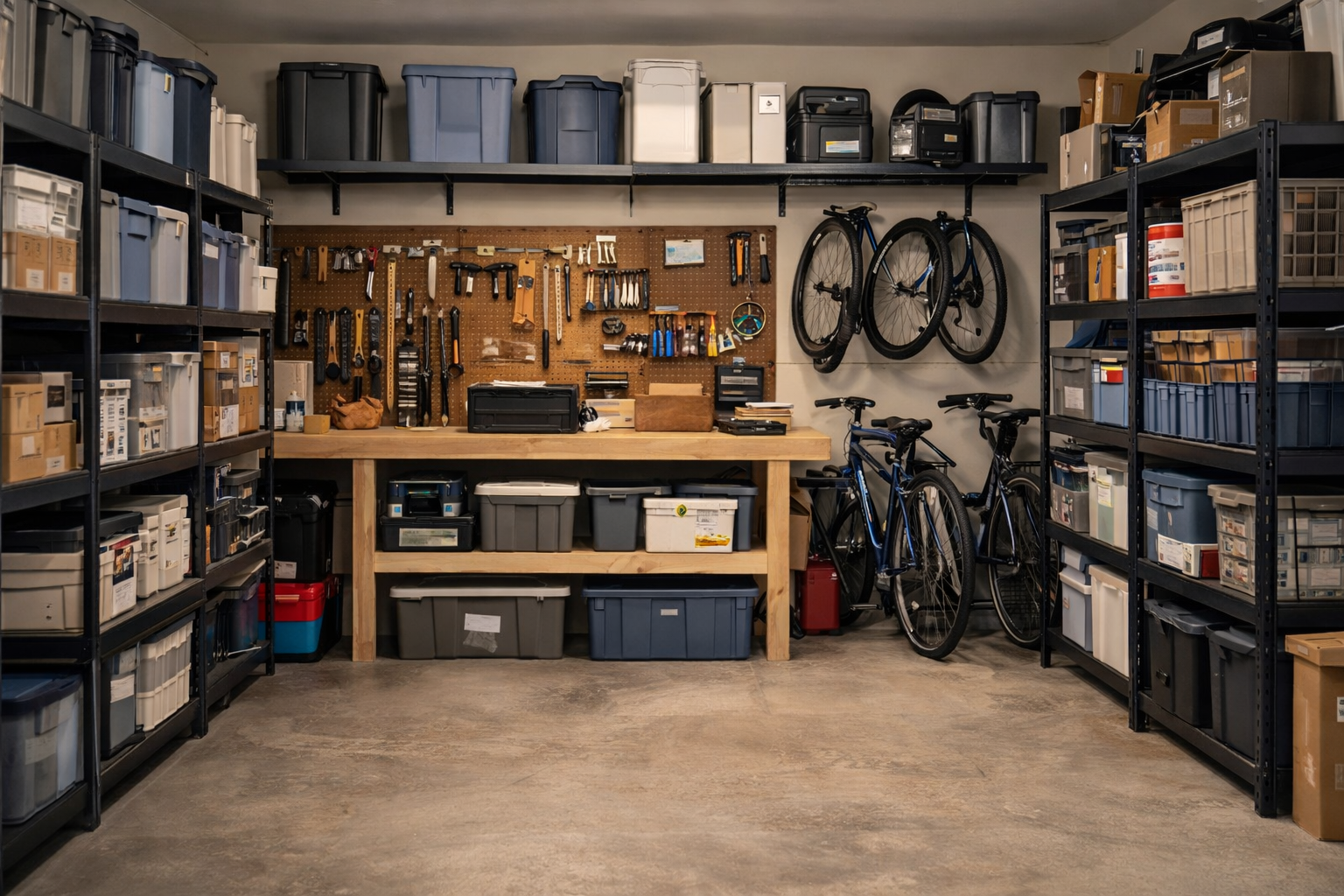 Organized garage and storage area