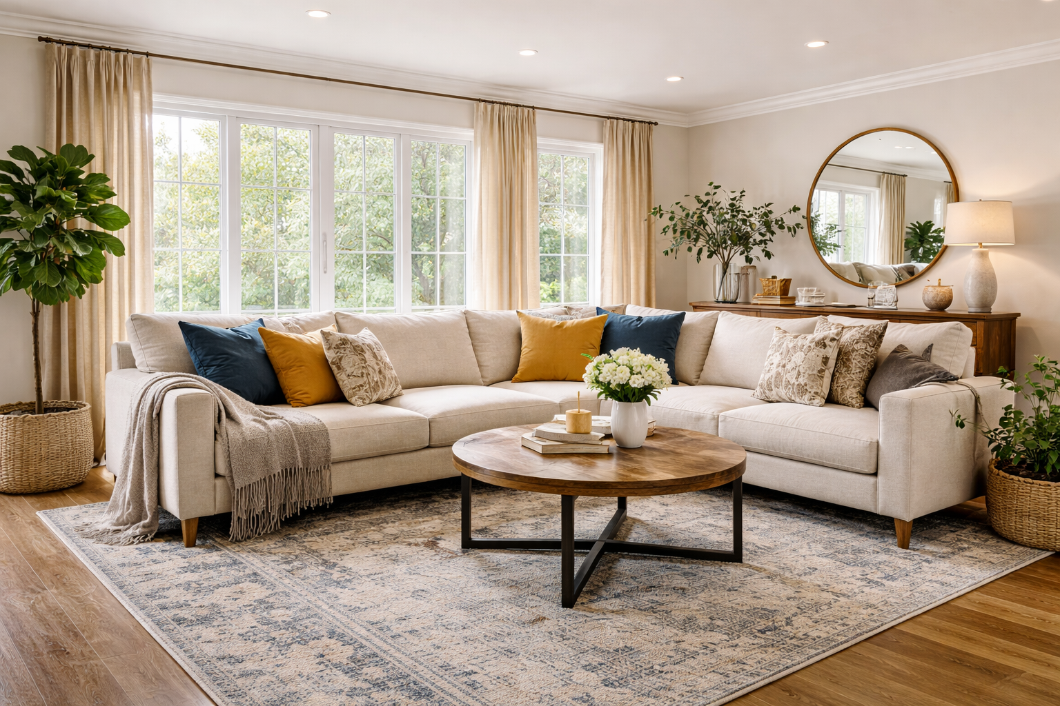 Presentation-ready living room prepared for real estate showing