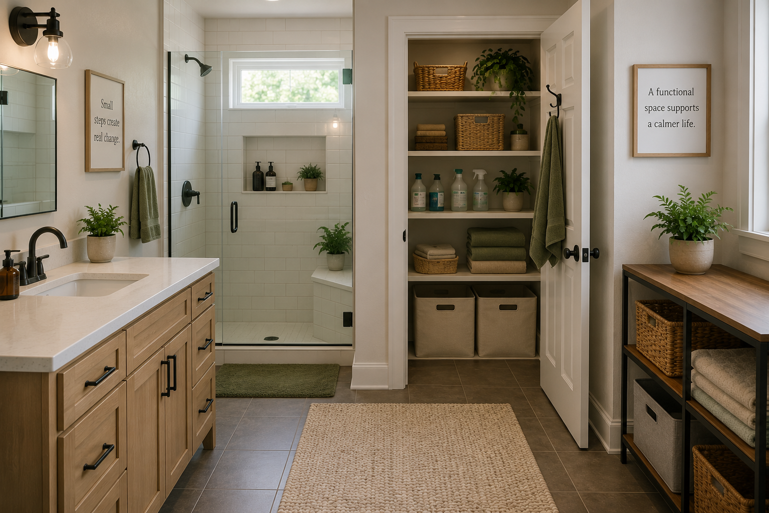 Bathroom storage and utility space restoration