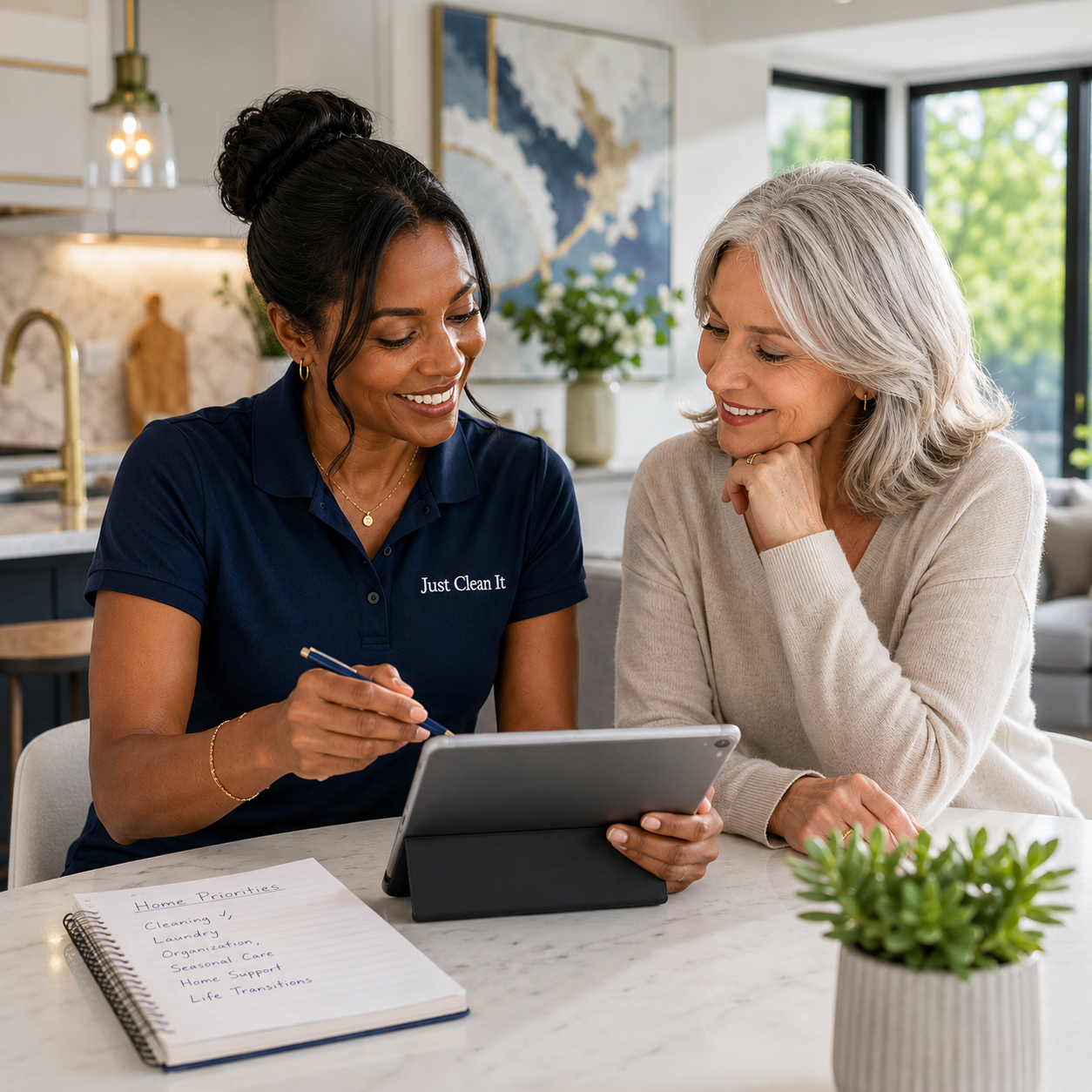 Lifestyle Coordinator discussing household support needs with homeowner