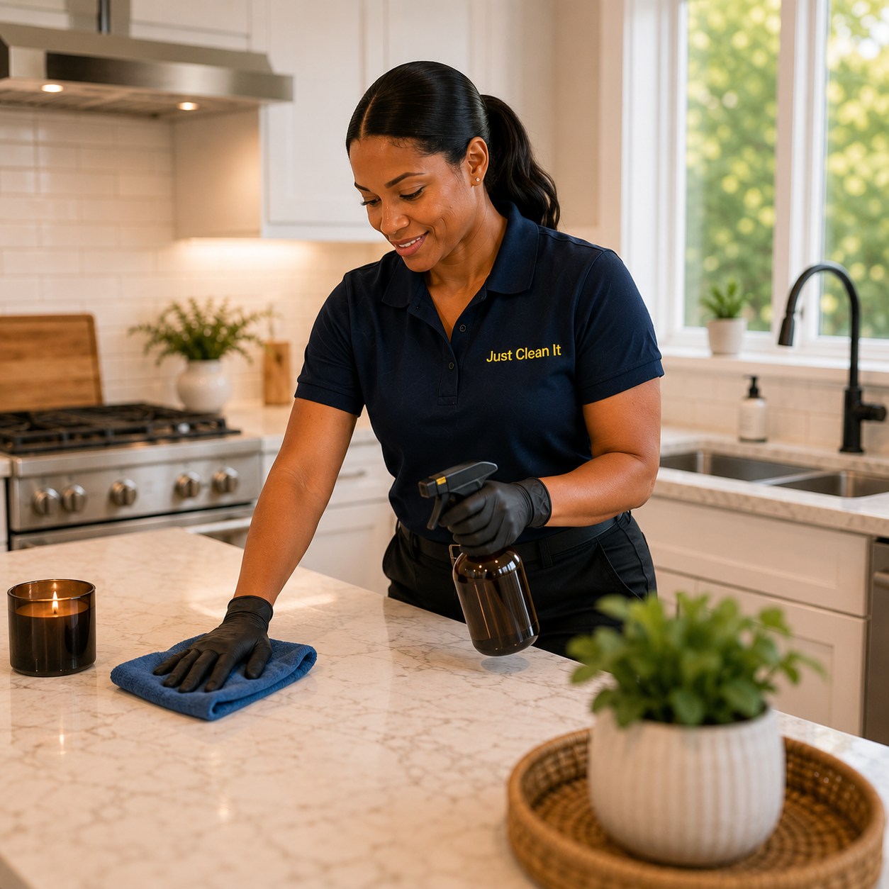 Detailed cleaning support in a modern kitchen